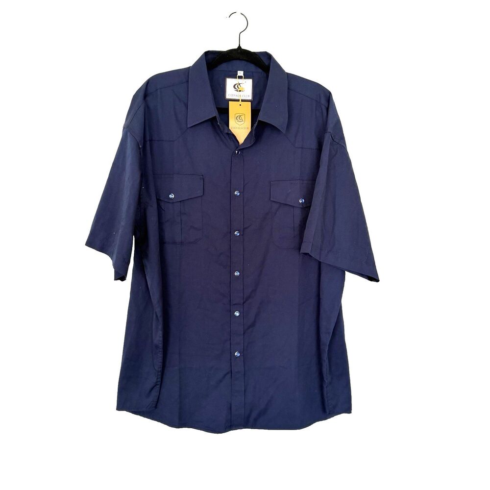 Coevals Club Blue Snap Button Short Sleeve Shirt Mens 3XL Western Workwear NWT